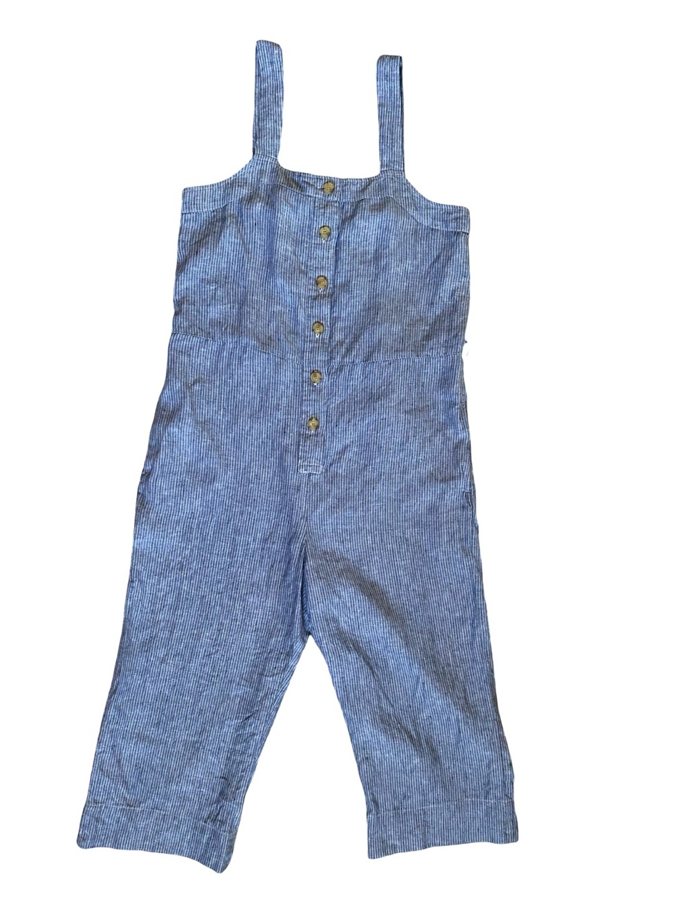 Everlane Linen Jumpsuit Blue and White Stripes with Button front - Size 6